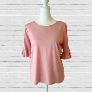 pink flutter sleeve top